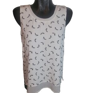 Ricki's White Sleeveless Top with High Heel Print M